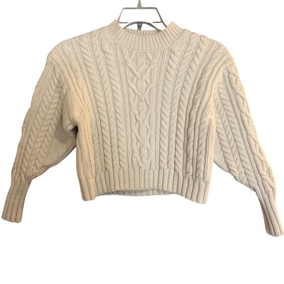 Aritzia Little Moon Women's Size XS Cream 100% Wool Cable Knit Pullover Sweater - Picture 1 of 7